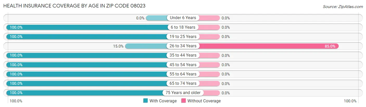 Health Insurance Coverage by Age in Zip Code 08023
