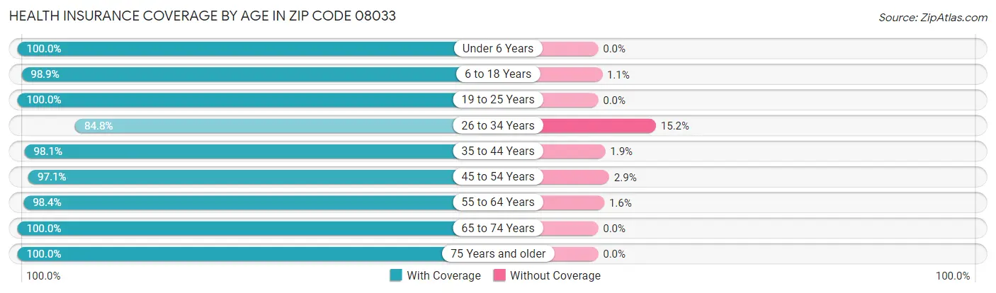 Health Insurance Coverage by Age in Zip Code 08033