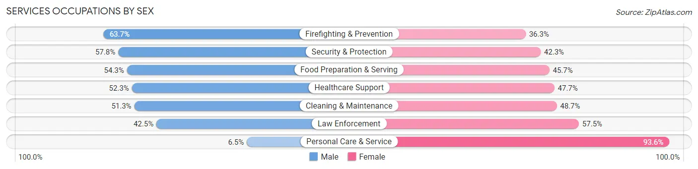 Services Occupations by Sex in Zip Code 08033