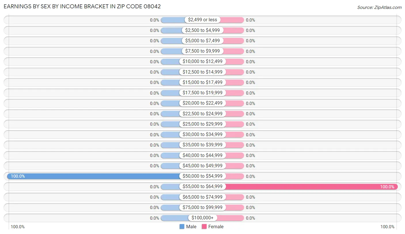 Earnings by Sex by Income Bracket in Zip Code 08042