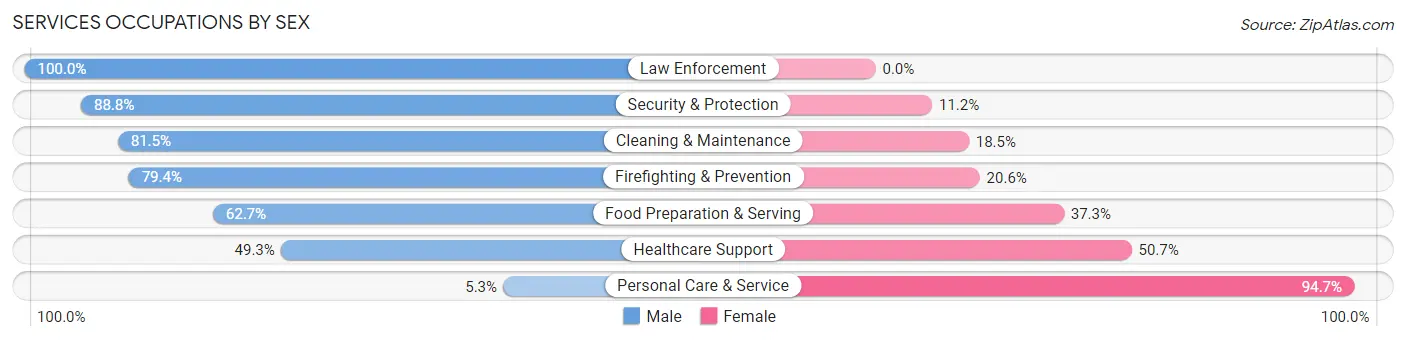 Services Occupations by Sex in Zip Code 08048
