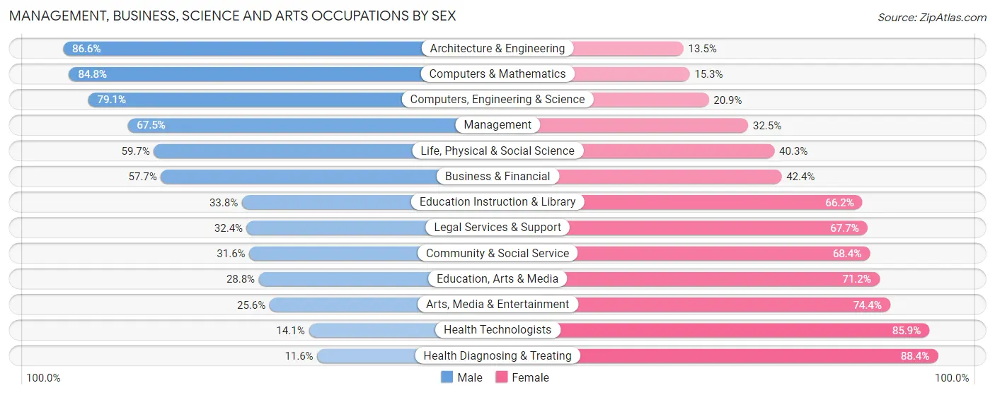 Management, Business, Science and Arts Occupations by Sex in Zip Code 08050