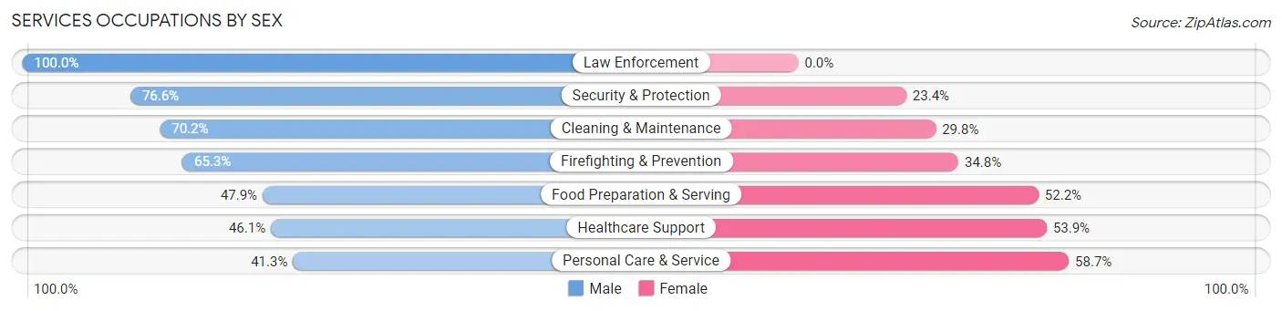 Services Occupations by Sex in Zip Code 08052