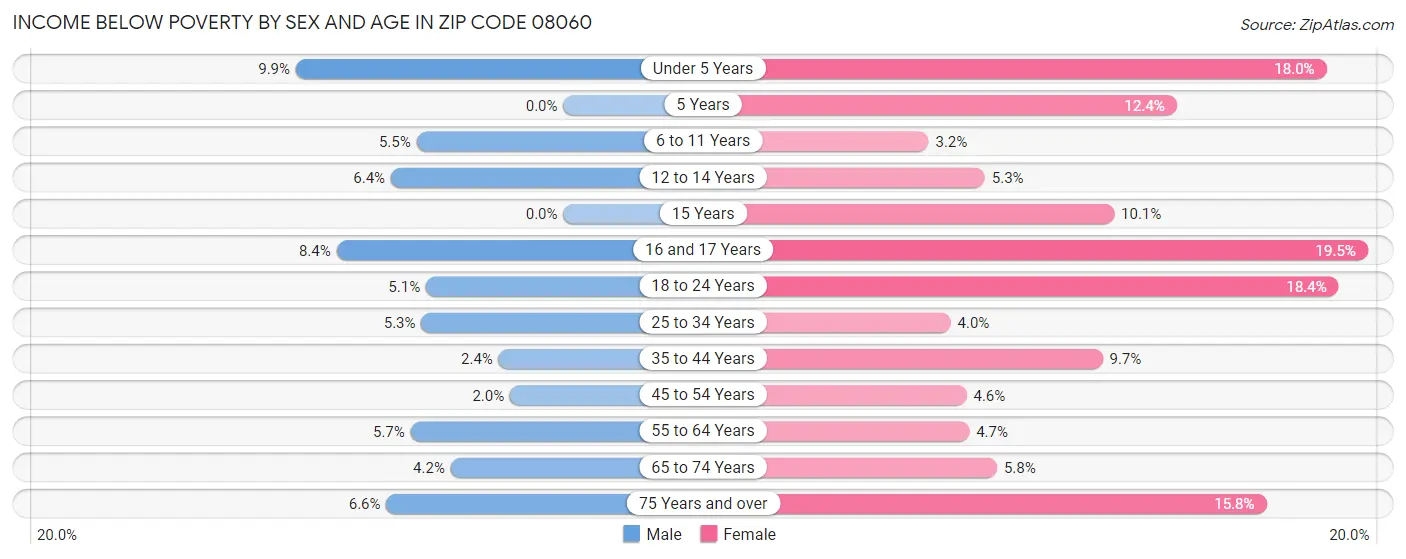 Income Below Poverty by Sex and Age in Zip Code 08060