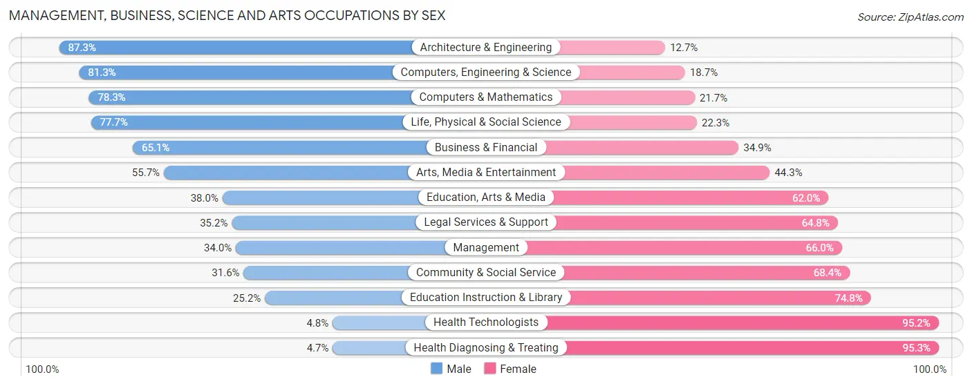 Management, Business, Science and Arts Occupations by Sex in Zip Code 08060