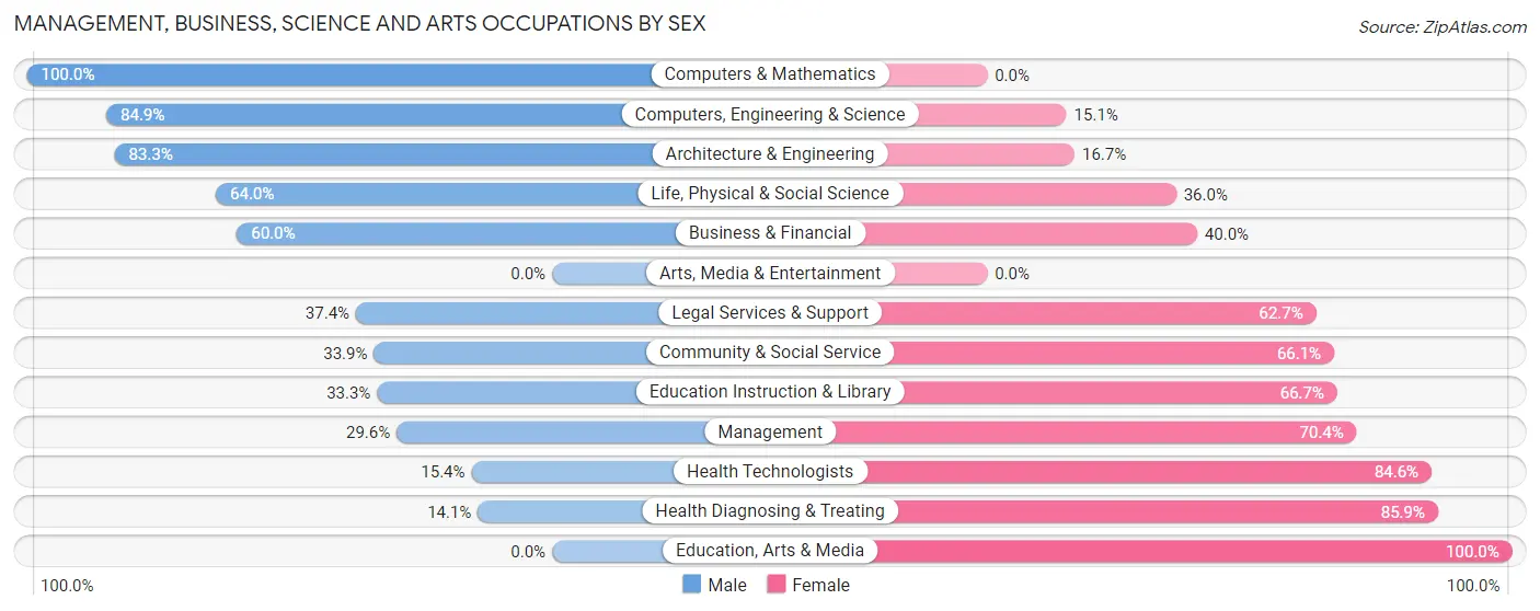 Management, Business, Science and Arts Occupations by Sex in Zip Code 08061