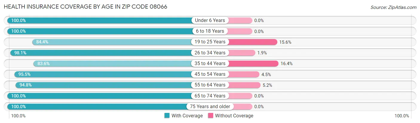 Health Insurance Coverage by Age in Zip Code 08066