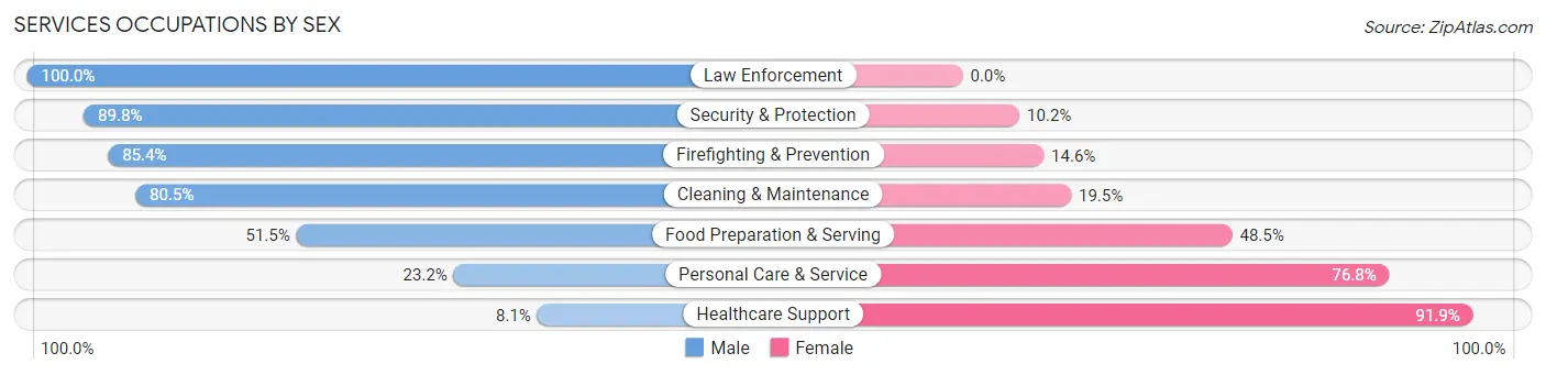 Services Occupations by Sex in Zip Code 08071