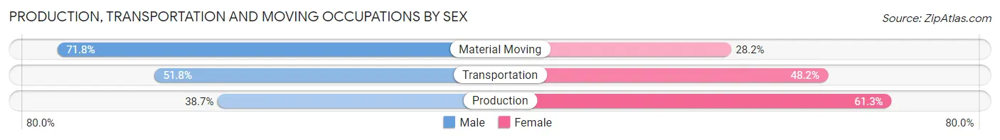 Production, Transportation and Moving Occupations by Sex in Zip Code 08102