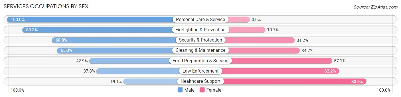 Services Occupations by Sex in Zip Code 08103