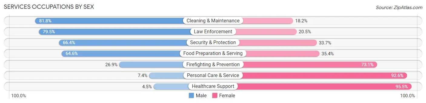 Services Occupations by Sex in Zip Code 08107