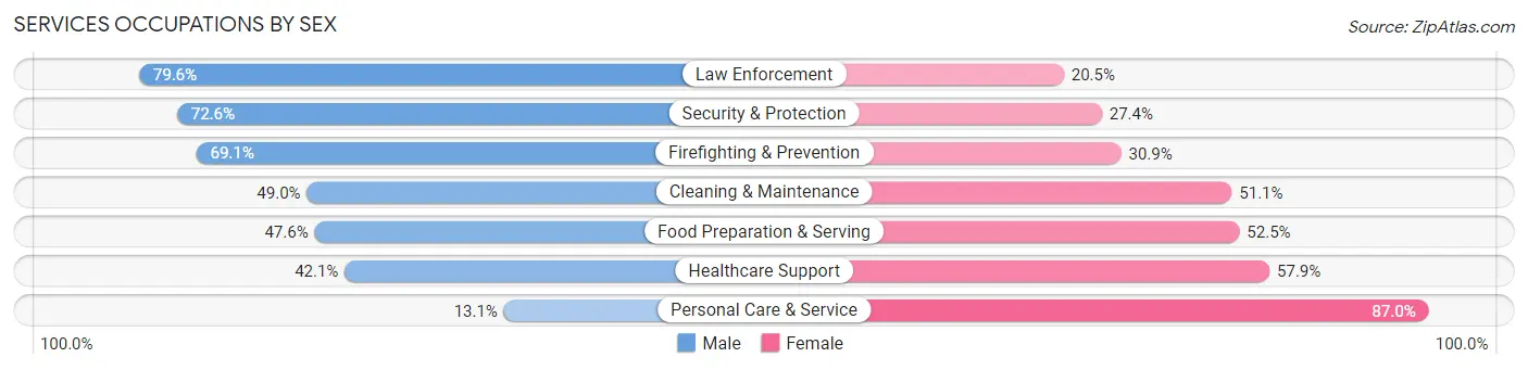 Services Occupations by Sex in Zip Code 08109