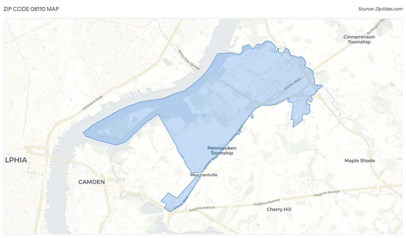 Zip Code 08110 Map