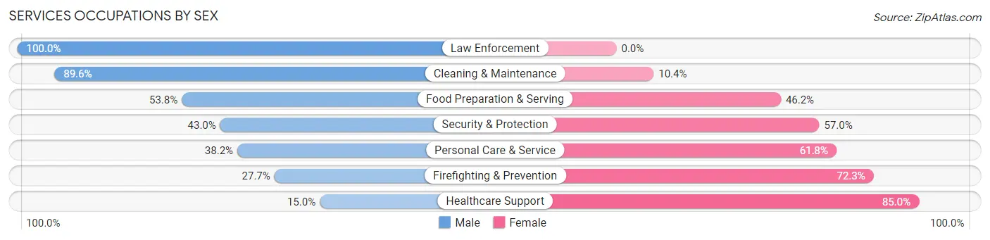 Services Occupations by Sex in Zip Code 08201