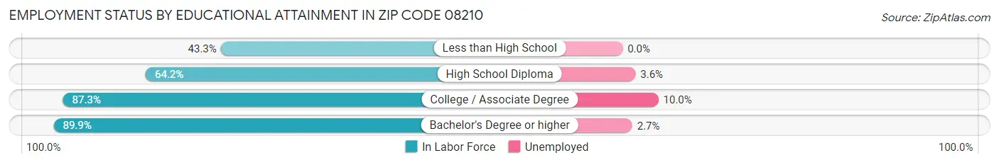 Employment Status by Educational Attainment in Zip Code 08210