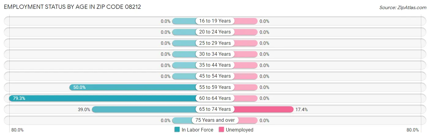 Employment Status by Age in Zip Code 08212