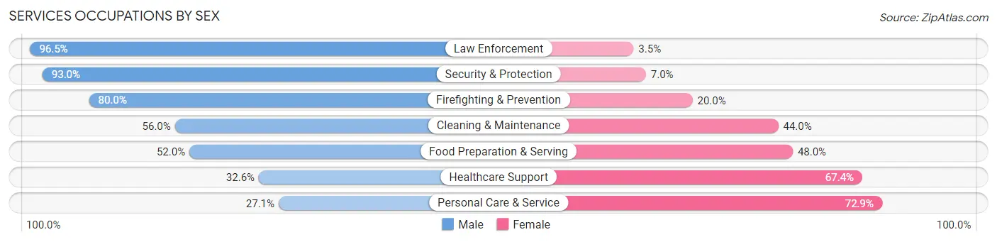 Services Occupations by Sex in Zip Code 08221