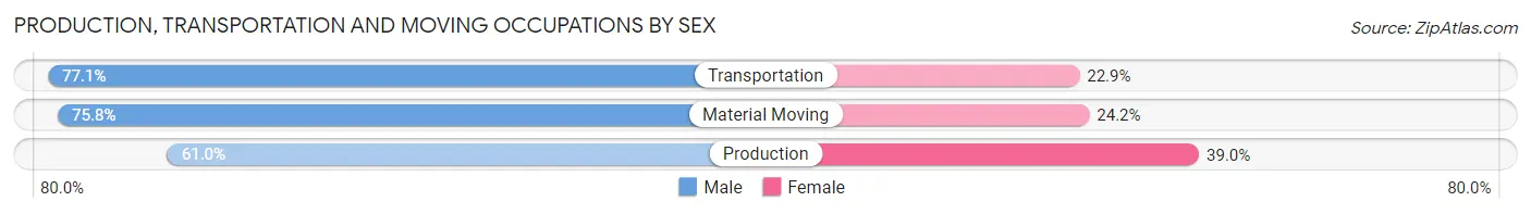 Production, Transportation and Moving Occupations by Sex in Zip Code 08225