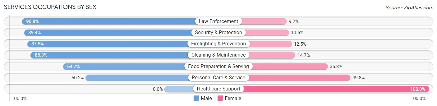 Services Occupations by Sex in Zip Code 08225