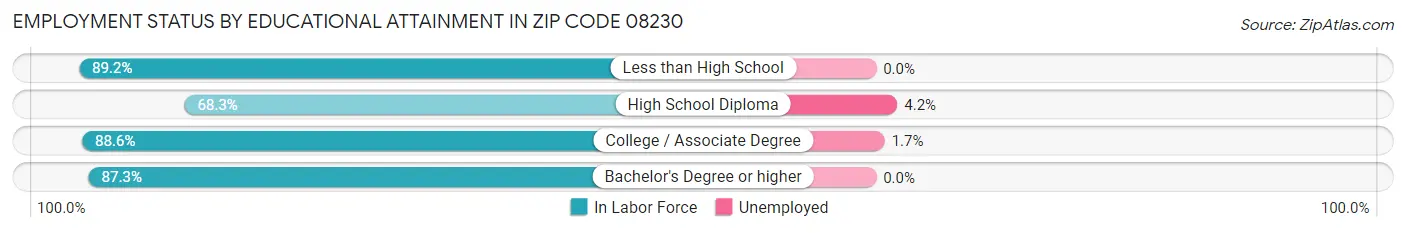 Employment Status by Educational Attainment in Zip Code 08230