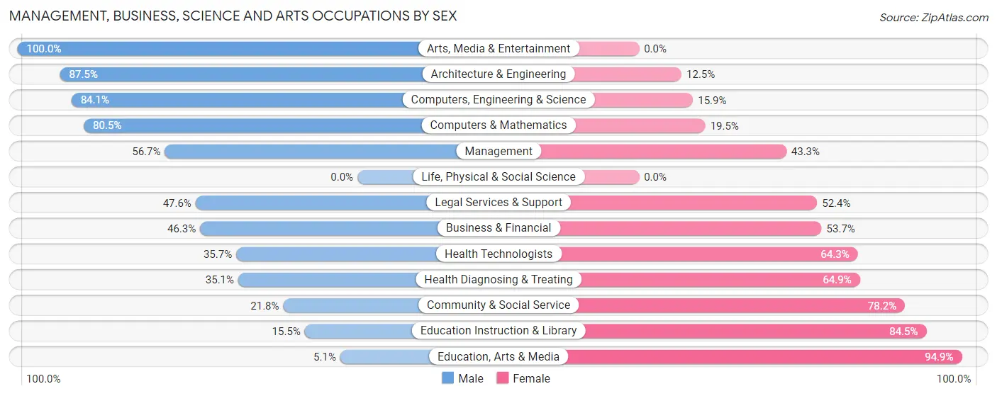 Management, Business, Science and Arts Occupations by Sex in Zip Code 08232