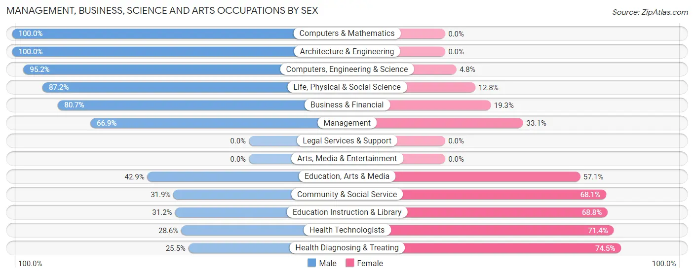 Management, Business, Science and Arts Occupations by Sex in Zip Code 08312