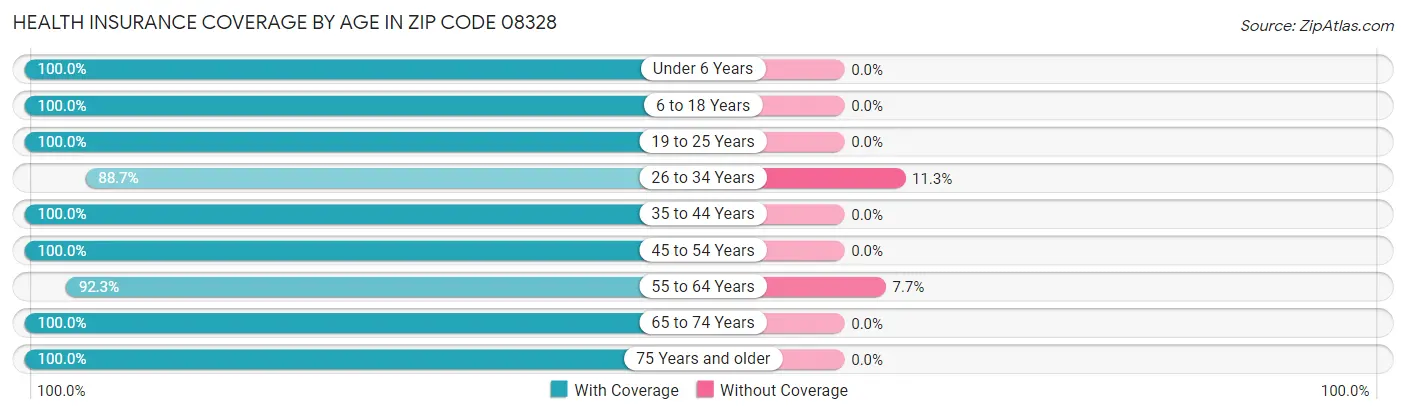 Health Insurance Coverage by Age in Zip Code 08328