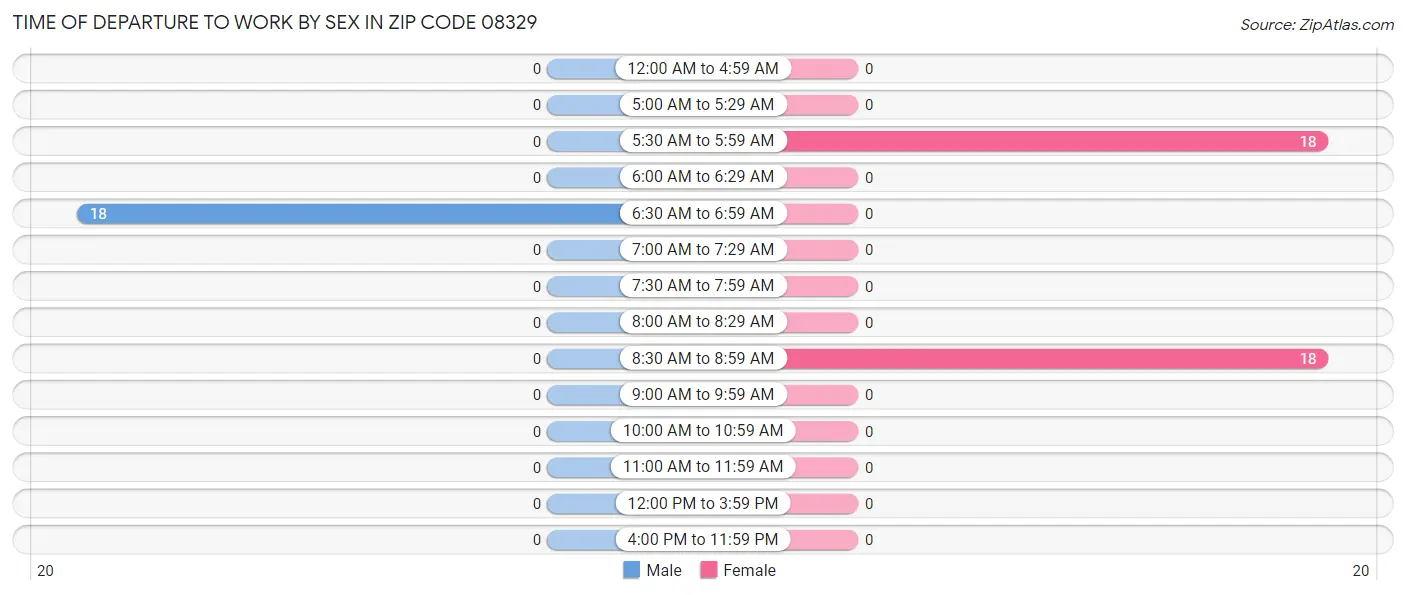 Time of Departure to Work by Sex in Zip Code 08329