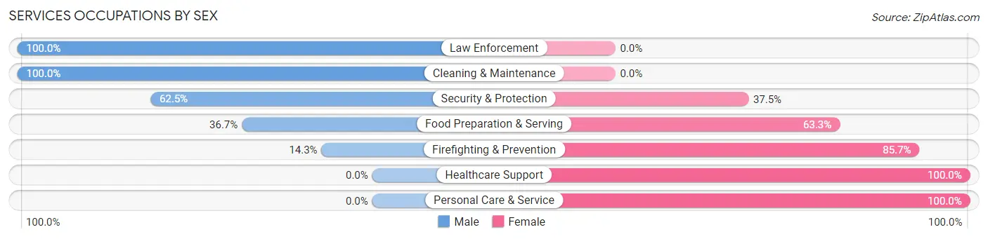 Services Occupations by Sex in Zip Code 08344