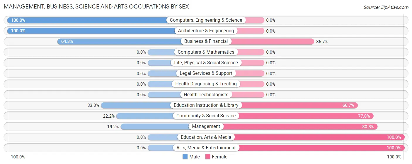Management, Business, Science and Arts Occupations by Sex in Zip Code 08345