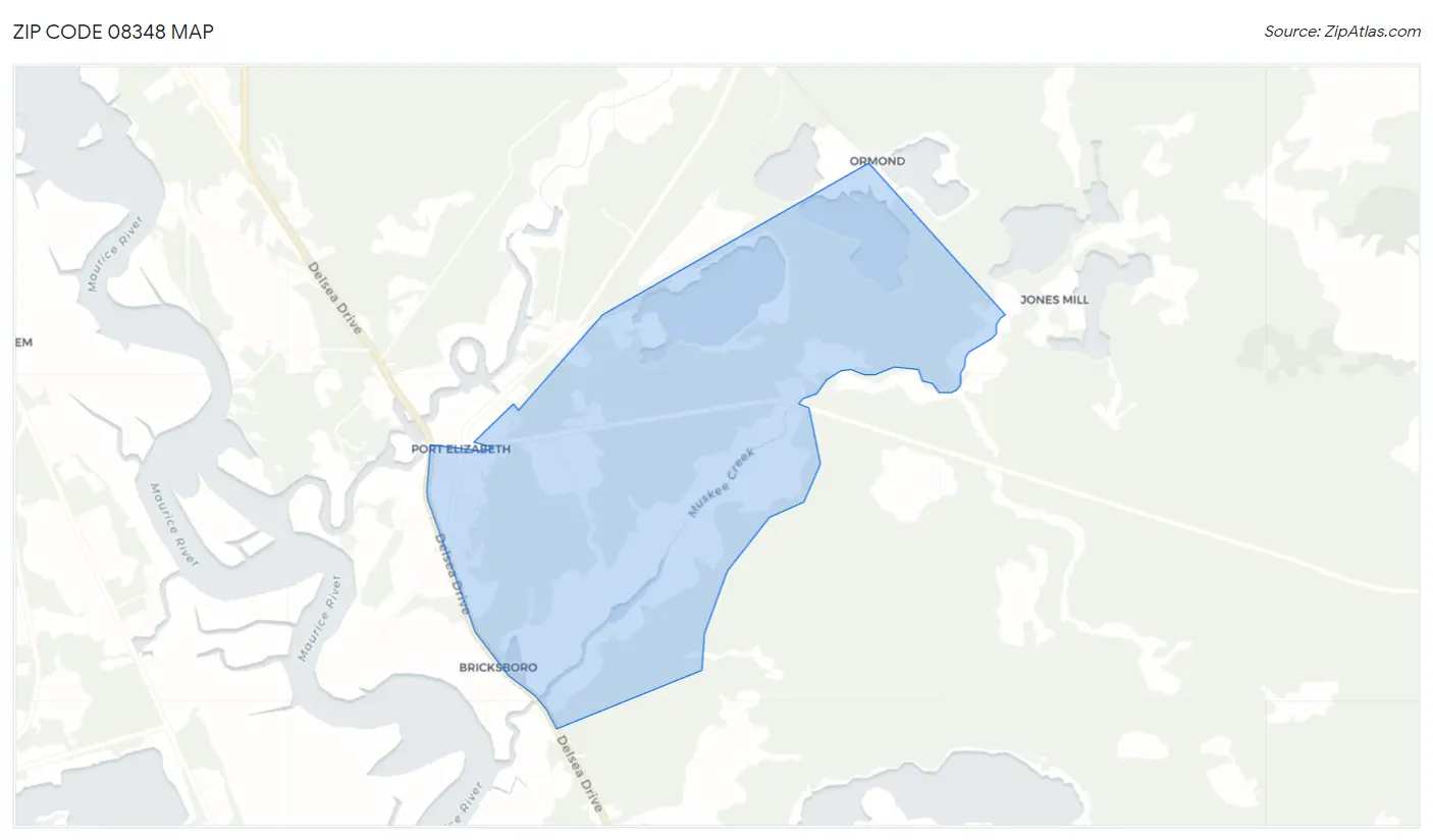 Zip Code 08348 Map