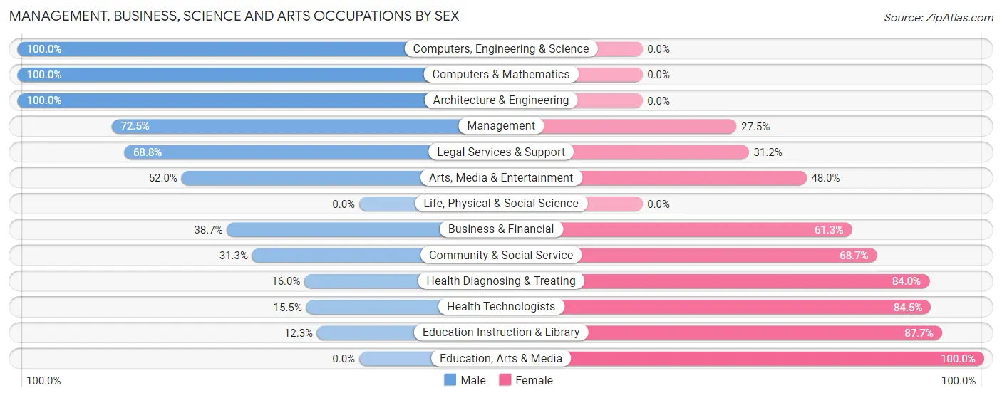 Management, Business, Science and Arts Occupations by Sex in Zip Code 08402