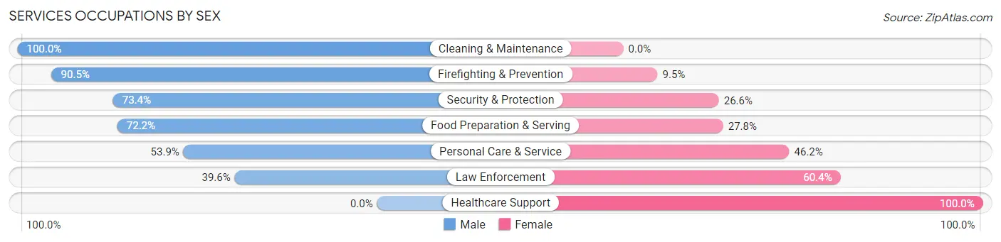 Services Occupations by Sex in Zip Code 08402
