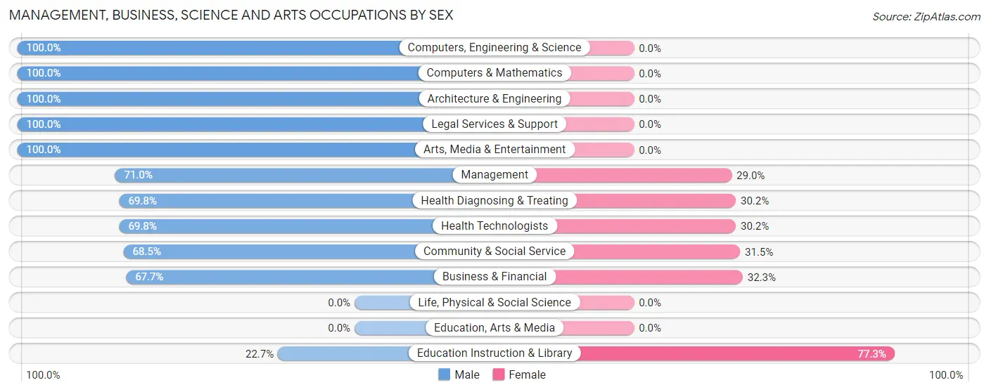 Management, Business, Science and Arts Occupations by Sex in Zip Code 08403