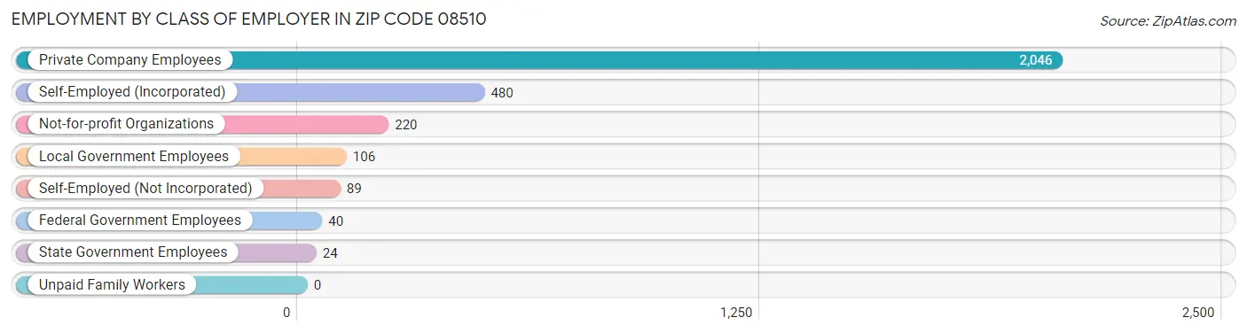 Employment by Class of Employer in Zip Code 08510