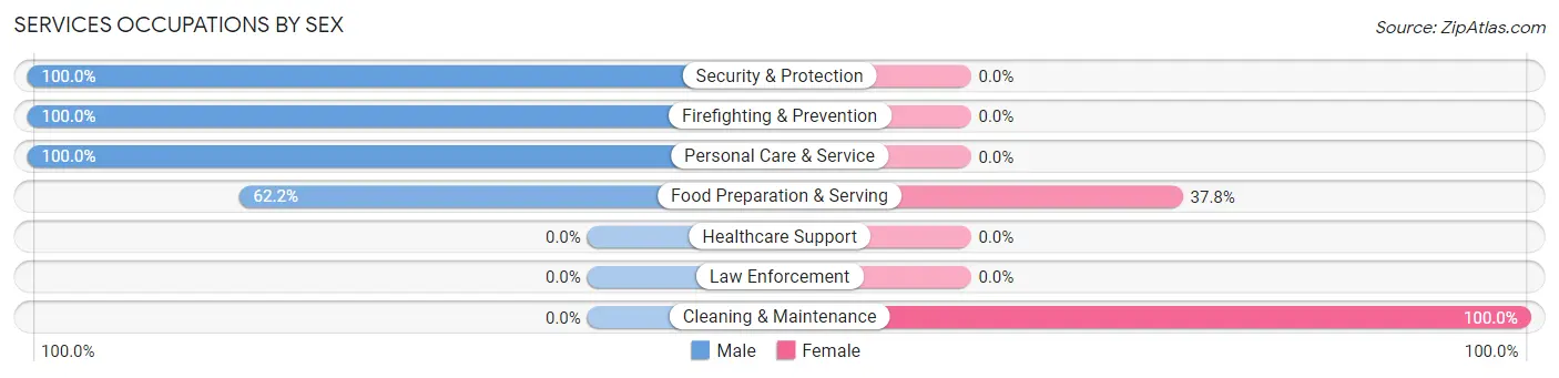Services Occupations by Sex in Zip Code 08514