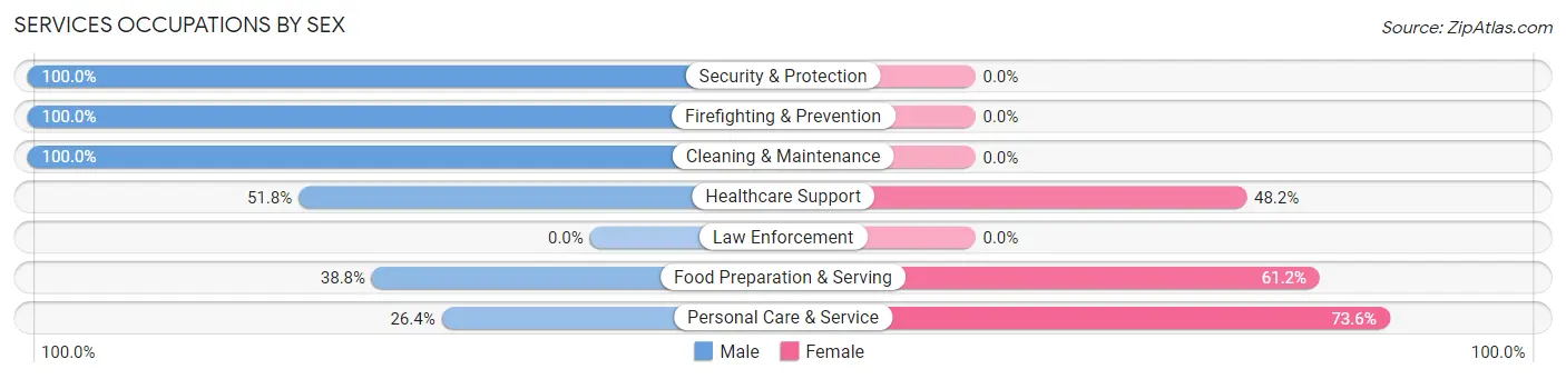 Services Occupations by Sex in Zip Code 08534