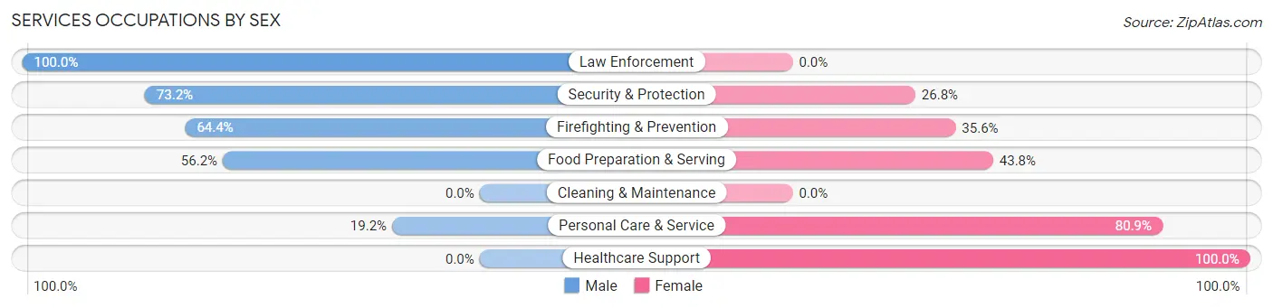 Services Occupations by Sex in Zip Code 08536