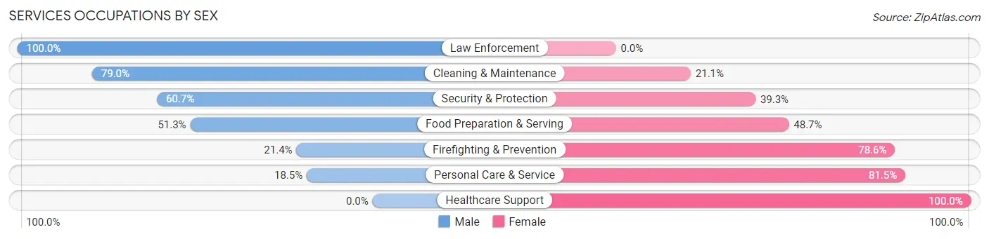 Services Occupations by Sex in Zip Code 08562
