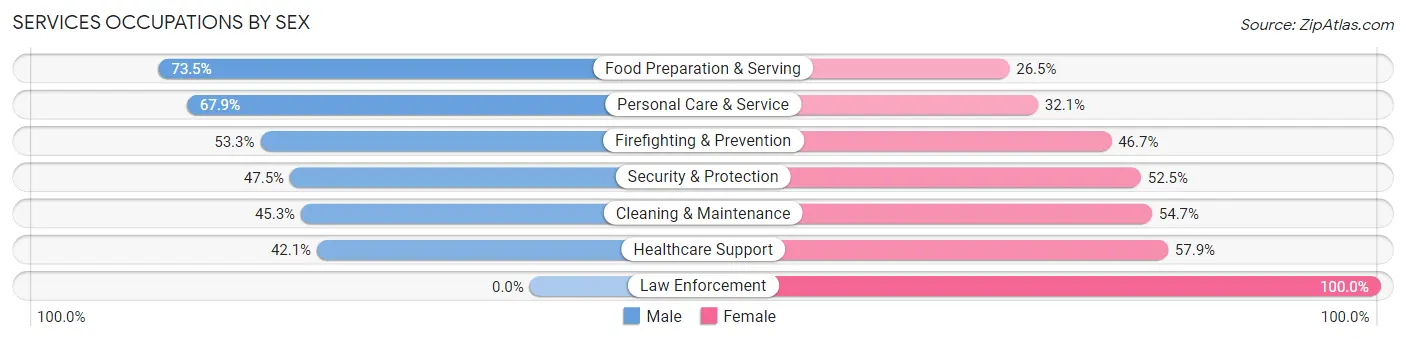 Services Occupations by Sex in Zip Code 08609