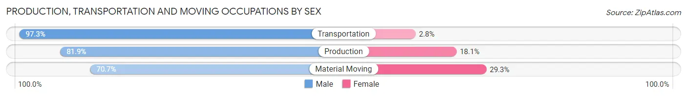 Production, Transportation and Moving Occupations by Sex in Zip Code 08610