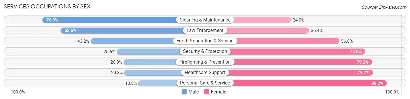 Services Occupations by Sex in Zip Code 08618