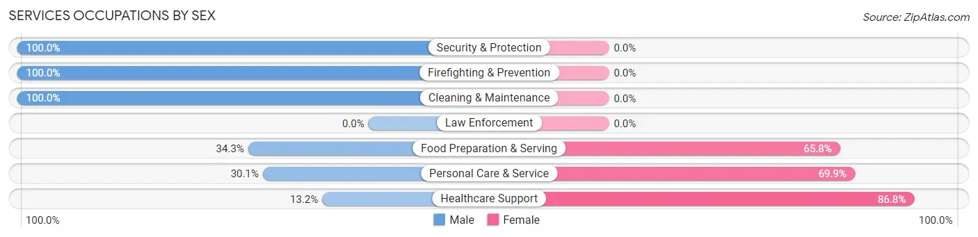 Services Occupations by Sex in Zip Code 08628