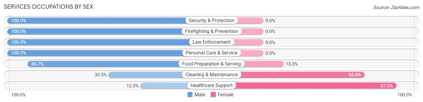 Services Occupations by Sex in Zip Code 08629