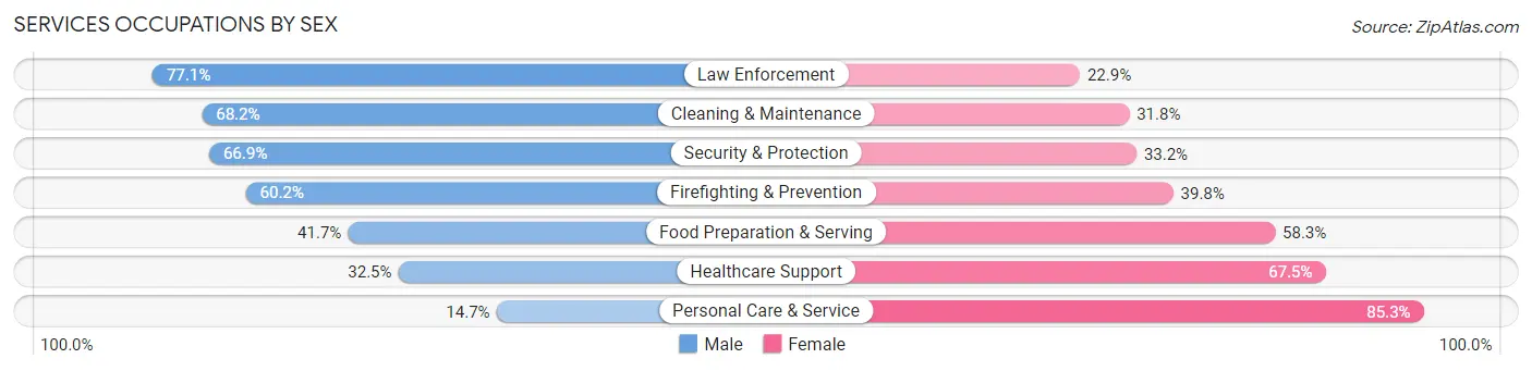 Services Occupations by Sex in Zip Code 08691