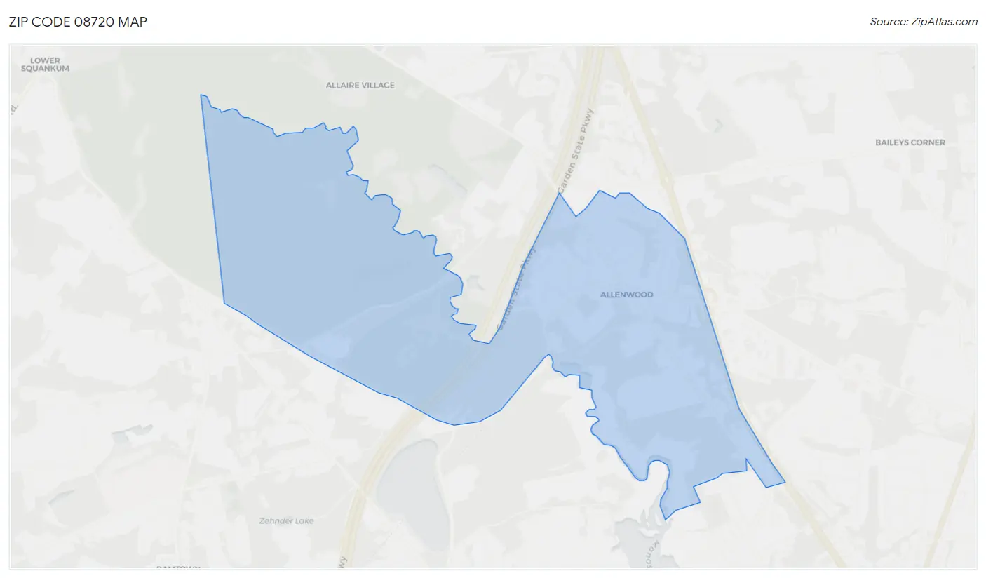 Zip Code 08720 Map