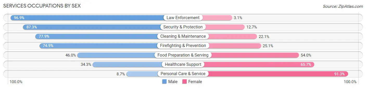 Services Occupations by Sex in Zip Code 08723