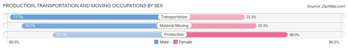 Production, Transportation and Moving Occupations by Sex in Zip Code 08724