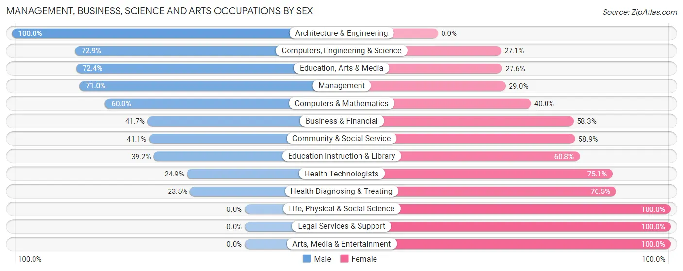 Management, Business, Science and Arts Occupations by Sex in Zip Code 08734