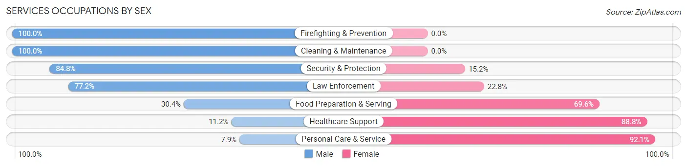 Services Occupations by Sex in Zip Code 08734